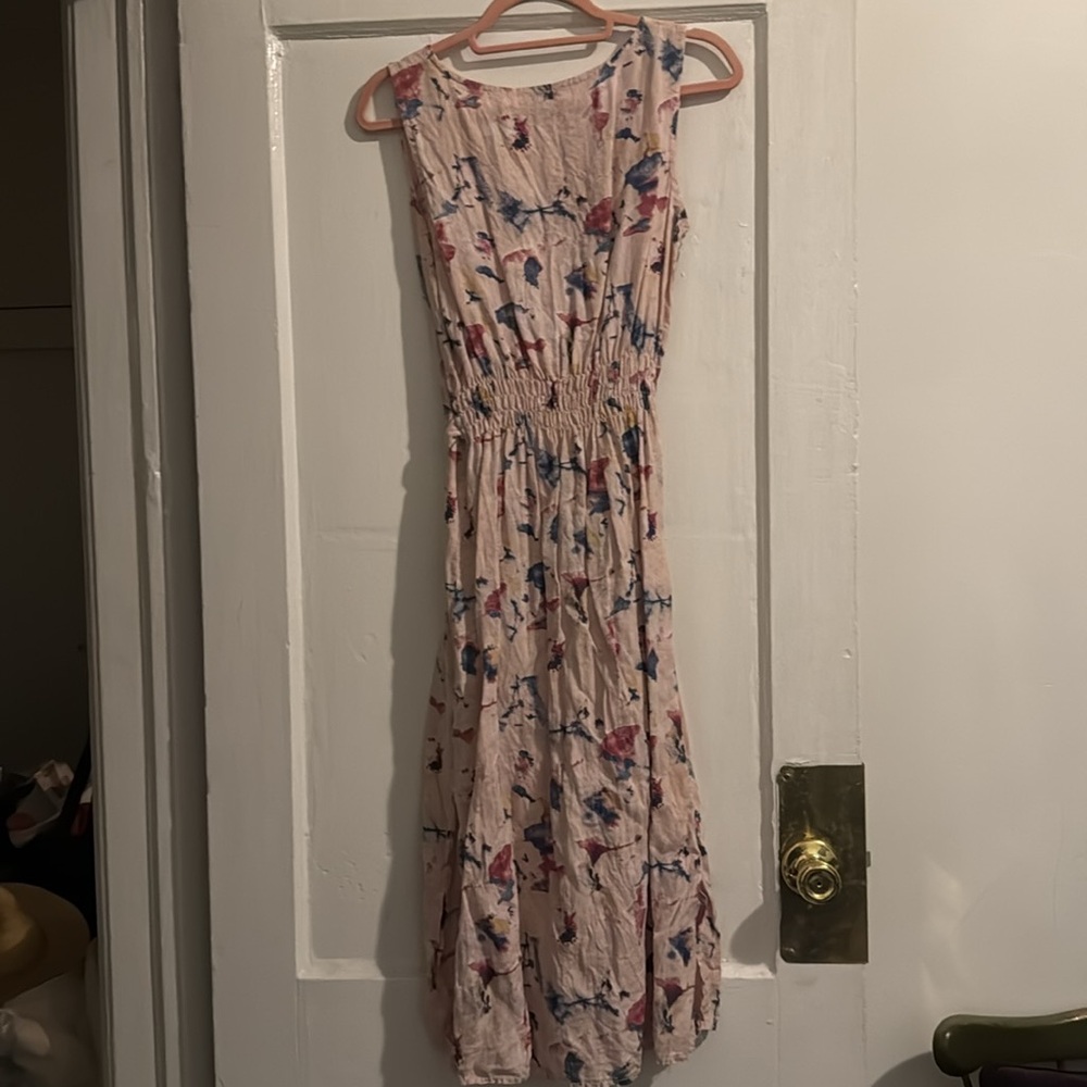 Pink Patterned Linen Dress - Picture 4 of 4